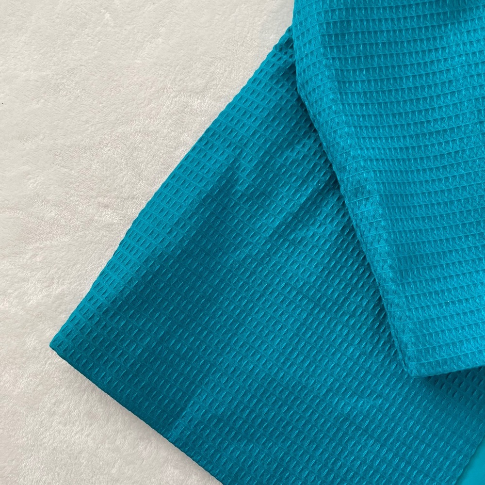 Dialogue Blue Turquoise Cotton Textured Open Blazer Nwot View 3
